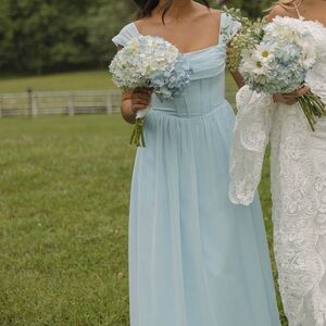 AZAZIE BARBIE Sky Blue A-Line Corset Chiffon Dress Sky Blue